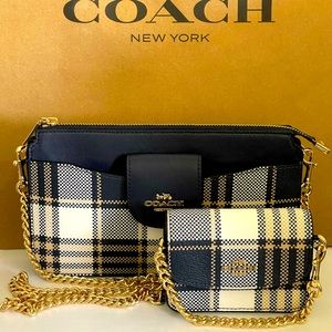 Coach Poppy Crossbody in canvas & leather with garden plaid print Style: C8682